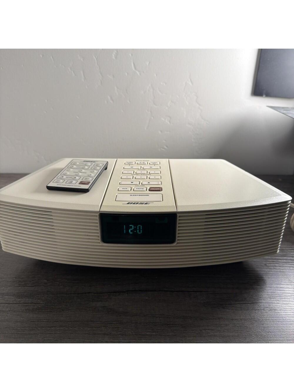 Bose Wave Radio AWR1-1W AM/FM Alarm Clock Works - Remote - White/Cream - Clean!